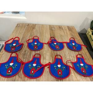 Vintage Danish Tegner Tryk Mini Aprons Set of 8 Mid-Century Scandinavian Design
